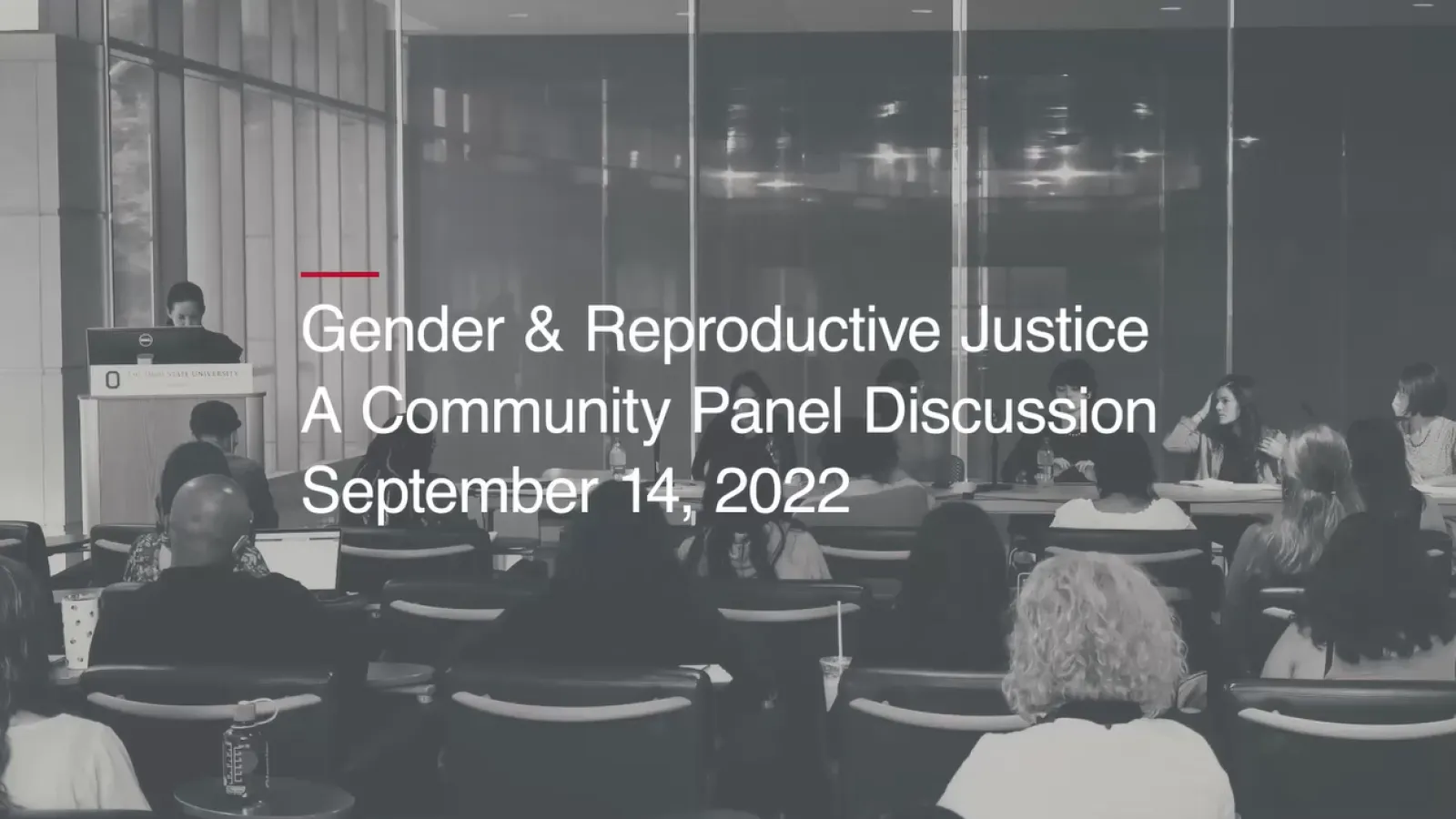 Title screen for reprodutive justice panel video