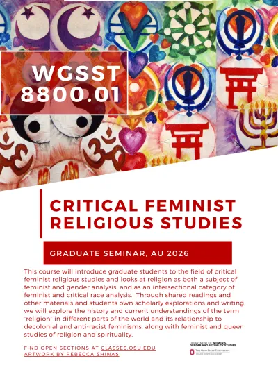 WGSST 8800.01: Critical Feminist Religious Studies course flyer